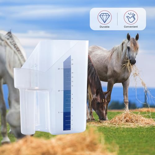 Harrison Howard Feed Scoop for Equine Precision Plastic Measuring Scoop with Measurement Markings Perfect for Stable Use Measuring Sweet Feed Pellet Oats Grain Water - size: 2 pcs