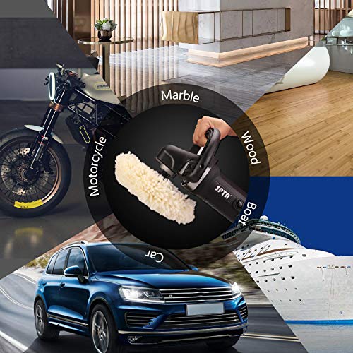 Wool Polishing Pads, SPTA 8"(200mm) 100% Natural Wool Buffing Pad with Hook & Loop Backing 4pcs Set Come with 5/8-11 Thread Backing Plate for Car Polishing, Buffing and Cutting - size: 8inch (200mm)