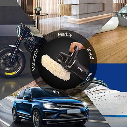 Wool Polishing Pads, SPTA 8"(200mm) 100% Natural Wool Buffing Pad with Hook & Loop Backing 4pcs Set Come with 5/8-11 Thread Backing Plate for Car Polishing, Buffing and Cutting - size: 8inch (200mm)