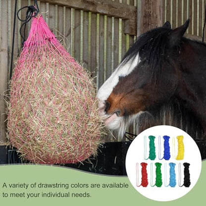 Slow Feeder Hay Net, 40" Length 2" Holes Strong Load-Bearing, Nylon Slow Feed Bag Hay Feeder, (Cyan, 2 Pcs), Intended for Horses/Goats/Trailer/Stall - color: Cyan