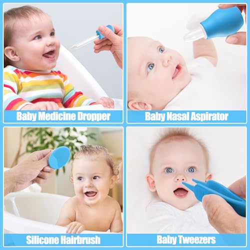 Baby Healthcare and Grooming Kit for Newborn Kids, 24PCS Upgraded Safety Baby Care Kit, Newborn Nursery Health Care Set, Baby Care Products - style: BLUE-24