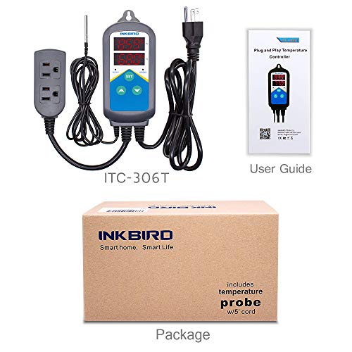 Inkbird Digital Temperature Probe Controller Thermostat Timer AC 110V 1200W Only Heating Plug Time Switch Reptile Breeding Heater Planting Greenhouse No Cooling Control