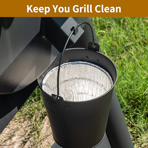 3-Pack Black Grease Bucket for Pellet Grill Smokers Heavy Duty Galvanized Steel Drip Catcher, Rust-Proof 5.6" Diameter, Easy Clean BBQ Accessory - color: Black 3pack