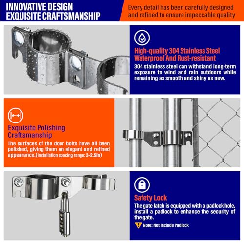 Heavy Duty Stainless Steel 1-7/8" x 1-3/8" Chain Link Fence Gate Fork Latch with Hole for Padlock（Fit 1 7/8" Gate Frame） 1Pack - size: 1-7/8''x1-3/8''-1P