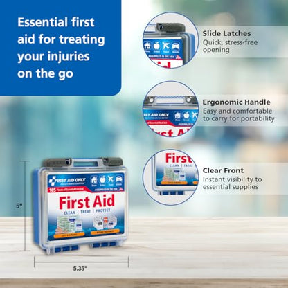 First Aid Only 91249 On-The-Go All-Purpose Emergency First Aid Kit for Car, Travel, Home and Business, 105 Pieces - style: First Aid Kit