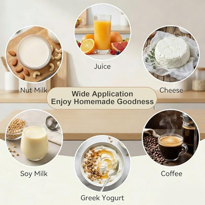 10 Pcs Nut Milk Bag Reusable (9.8"x14"), 200 Mesh Fine Nylon Cheese Cloth Bags with Drawstring, Strainer for Cold Brew Coffee Greek Yogurt Juice & Tea