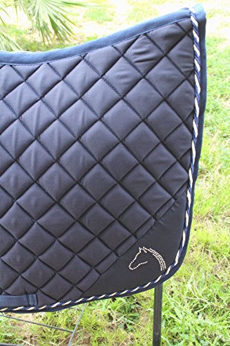 CHALLENGER Horse English COB Quilted All Purpose Riding Square Saddle Pad Crystal Navy 72M01F