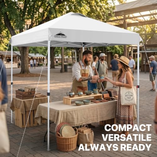 EAGLE PEAK 6.6x6.6 Pop Up Canopy Tent Easy Up Canopy Outdoor, White - color: White, size: 6.6x6.6
