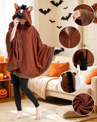 Horse Costume Cape - Farm Animal,Halloween Adults Cosplay Cloak In Pajamas