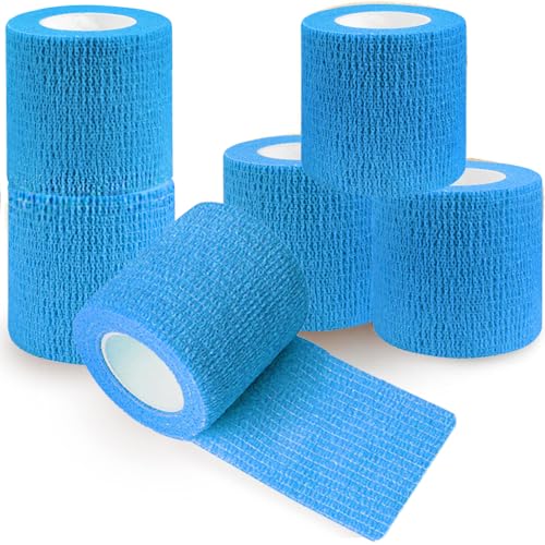QUMY Self Adhesive Bandage Wrap 6 Pack, Dog Bandage Shoes Wounds 2 in*5 yd - color: Blue