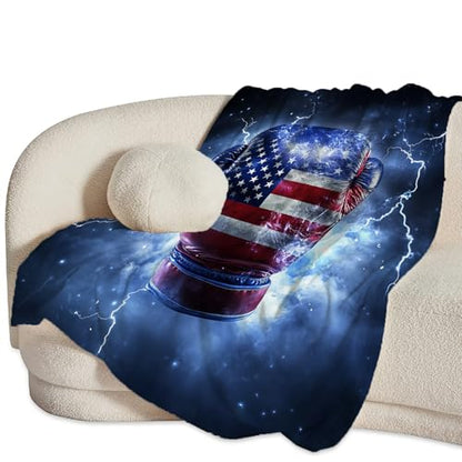Boxing Throw Blanket Cozy Plush American Flag Gloves Blankets Flannel Fleece Lightweight Fuzzy Party Blanket Gifts for Girls Women Men Boys 80"X60" - color: Boxing Gloves, size: 80"x60"