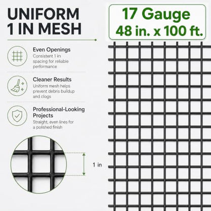 GoldPeak Black Hardware Cloth 1 inch Mesh 48x100 17 Gauge - size: 1x1 inch 48''x100'