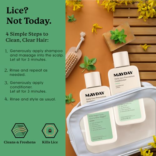 MAYDAY Daily Lice Routine, 3.4oz Shampoo & Conditioner, Sandalwood & Mint - style: Daily Bundle - Travel