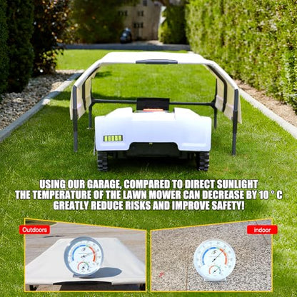 Robot Mower Garage, Rainproof UV-Proof Shelter for All Mowers（Large Size） - color: white