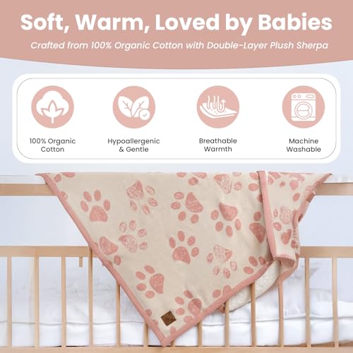 Baby & Pet Blanket, Cotton Sherpa, Pink Beige, 30x40 in - color: Pink
