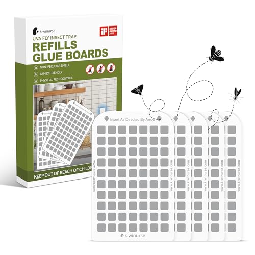 UVA Fly Insect Trap Refills Glue Cards for UVLA1001 Indoor, Catch Gnats, House & Fruit Flies - 5Pack, Single Sided Sticky