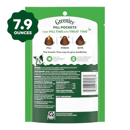 Greenies Pill Pockets Large Size Dog Treats, Hickory Smoke, 7.9 oz | Capsule size, hickory smoke flavor, masks medicine odor, low calorie, stress-free, Dog Treat Pouch for Capsule Medication - size: 30 Count (Pack of 1)