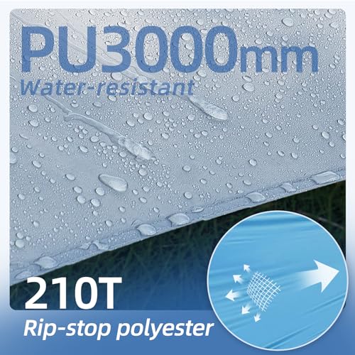 12X14FT Camping Tarp with 2 Poles, UV UPF50+ Lightweight Car Awning Sun Shelter, PU3000 Waterproof Tarp for Camping, Hiking and Backpacking Trips - color: Blue