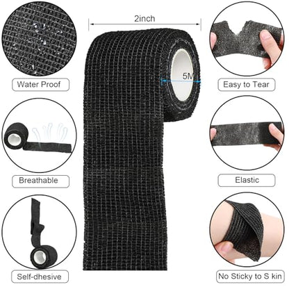 Treela 36 Pcs Self Adherent Bandage 2" X 5 Yard Wrap Breathable - color: Black, size: 2" X 5 Yard