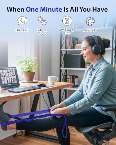 Trideer Stretching Strap with Loops & Leg Lifter, Non-Elastic PT Strap | Leg Lifter Mobility Aid, Non-Elastic PT Stretching Strap, Multi-Loop Grip Control, Home Recovery Support - color: Deep Blue