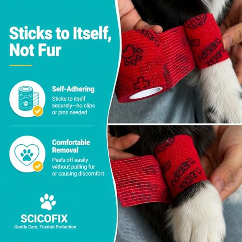 Dog Bandage Wrap, 6 Rolls 2" x 5 yd Med Print Pet Tape - color: PE-6ROLL-2IN