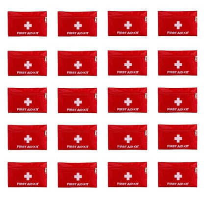 QCWN 20 Pack Empty First Aid Bag Mini Medical Kit Pouch Small Travel Emergency Survival Storage Bags for Car Home Hiking Camping Waterproof Red - size: 20 Pack