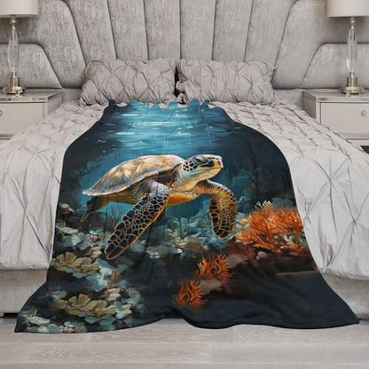 Sea Turtles Fleece Throw Blanket for Couch Adults Teens 40" X 50" - color: Sea Turtles, size: 40x50 inch