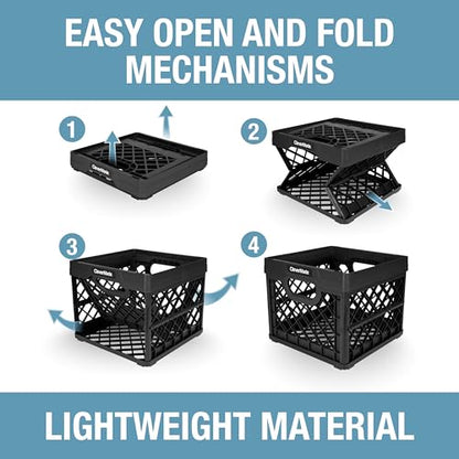 CleverMade Collapsible Milk Crates, 25L, 3 Pack, Holds 50 lb, Obsidian - color: Obsidian, size: 3 Pack