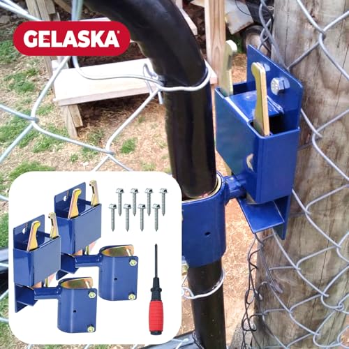 GELASKA S16100300 2 Way Gate Latch, 1-5/8" to 2" Dia Round Tube Gate Latch | Heavy Duty Farm Gate Latch, Two Way Gate Latch with Screws and Screwdriver for Metal Gate, Pastures, Ranches, Blue, 2 Pack - color: 2 Pack S16100300 Blue