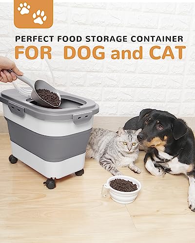 20-23 Lbs Dog Food Storage Container,Collapsible Dog Food Container - color: Grey