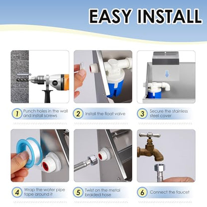Dog Water Bowl Dispenser Stainless Steel, Auto Fill, Hose Connect