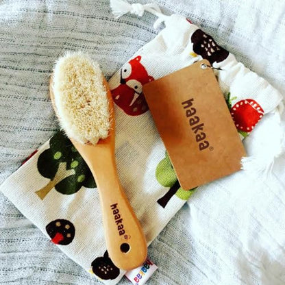 Haakaa Wooden Baby Hairbrush with Natural Goat Wool Bristles 1 pk