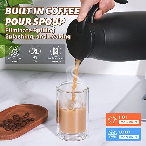 34oz Insulated Coffee Carafe with Handle, Black - color: Black, size: 34 oz