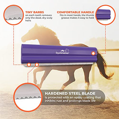 EquiGroomer 8-Inch Deshedding Brush for Dogs & Horses, Purple - color: Purple
