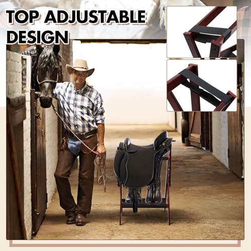 Leinuosen 1 Pack Pine Wood Folding Saddle Rack Storage Tray, Walnut Brown - color: Walnut Brown