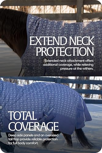 Equinavia Arktis Extended Neck Light Weight Turnout Blanket 100g - Skipper Blue - 75 in - color: Skipper Blue, size: 75 in
