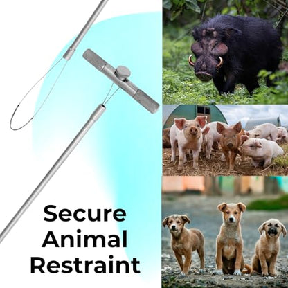 15" Stainless Steel Hog Pig Catcher Pole – Animal Control Snare Tool for Dogs, Swine, Livestock, and Farm Use