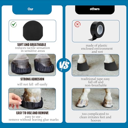 12 Pack Horse Hoof Tape — Cotton, Self-Adhesive & Breathable Hoof Wrap for Wound Care, Hoof Packing&Laminitis Relief, Extra Protection for Horse Hooves
