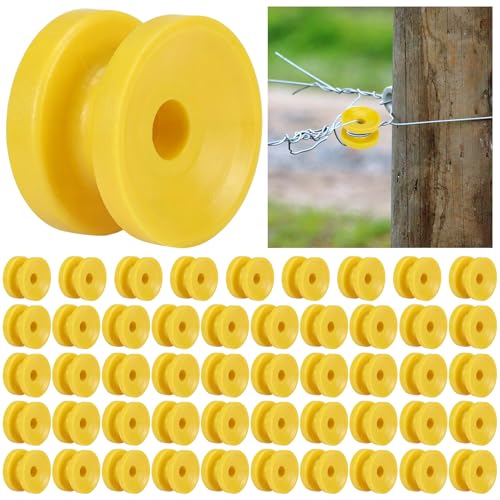 Pangda 50 Pcs Electric Fence Insulators Ring Corner Post Insulator, Yellow - color: Yellow