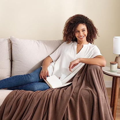 Berkshire Blanket Microfleece Throw Size Bed Throw Blanket Taupe, Lightweight Soft Breathable Plush Micro Fleece Throw Blanket for Travel, Bed and Couch, 50x60 Inches - color: Foal, size: Throw/Throw XL