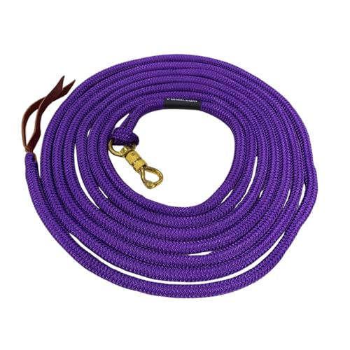 PARELLI 22 Foot Line Ground Training Rope - Strong Everyday Use All-Purpose Large Horse Lead Rope with Loop & Latigo Popper | 9/16" Diameter Smooth Yachting Braid, Purple - color: Purple