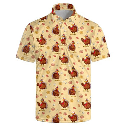 Funny Golf Shirts for Men, Quick Dry Moisture Wicking Polo Shirts - color: Turkey, size: Medium