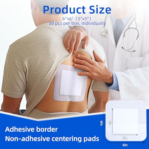 Niceful Island Dressing 6"x6" Bandages, 50Pcs Individually Wrapped - size: 6"x6"(50 Dressing)
