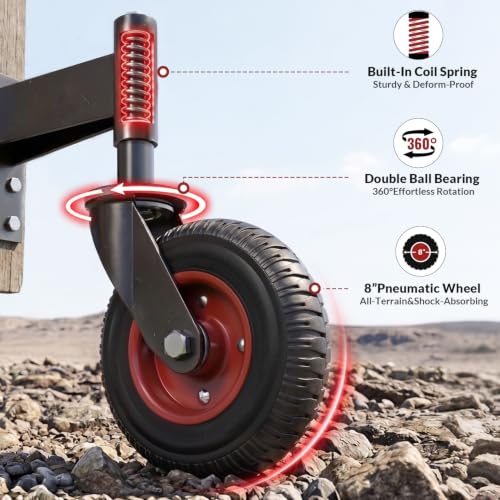 8 Inch Spring Loaded Gate Caster Wheel Heavy Duty Wood & Metal Pipe Gates