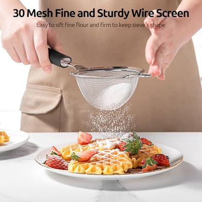 U-Taste Fine Mesh Strainer, 18/8 Stainless Steel Sieve 30 Mesh, S/Black - color: (2) Black, size: S-3.35in