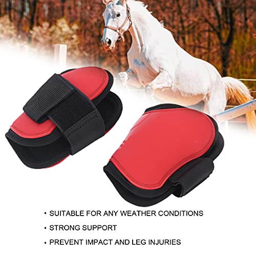 Horse Tendon Boots for Riding and Jumping, PU Shell Protectors with Elastic Neoprene, Nylon Fastener, Red Front and Hind Boots to Prevent Leg Injuries - size: A pair of hind legs