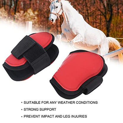 Horse Tendon Boots for Riding and Jumping, PU Shell Protectors with Elastic Neoprene, Nylon Fastener, Red Front and Hind Boots to Prevent Leg Injuries - size: A pair of hind legs