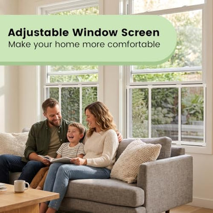 FLYZZZ Adjustable Window Screen for Hung Windows, White Expandable Horizontal Sliding Screen, 16" H x 21-40" W with Black Fiberglass Mesh Removable Window Screen Replacement,2-Pack - size: M(16" H x 21-40" W )- 2 Packs