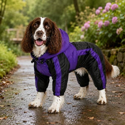 Lovelonglong Dog Hooded Raincoat, Small Dog Rain Jacket Poncho Waterproof Clothes with Hood Breathable 4 Feet Four Legs Rain Coats for Small Medium Large Pet Dogs Purple XS - color: Purple, size: XS (Small Dog ~5lbs)