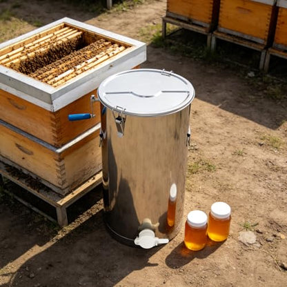 Stainless Steel Manual Honey Extractor 2 Frame, Double Bearing Honey Spinner Beekeeping Extraction Tool Honeycomb Extraction Centrifuge Equipment